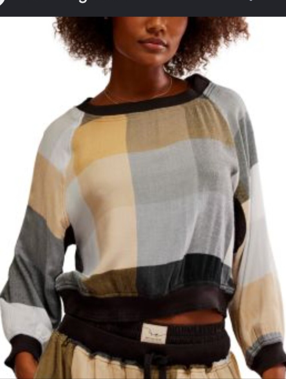 Intimately Free People Sugar Cookie Plaid Flannel Loungewear Crop Top Small